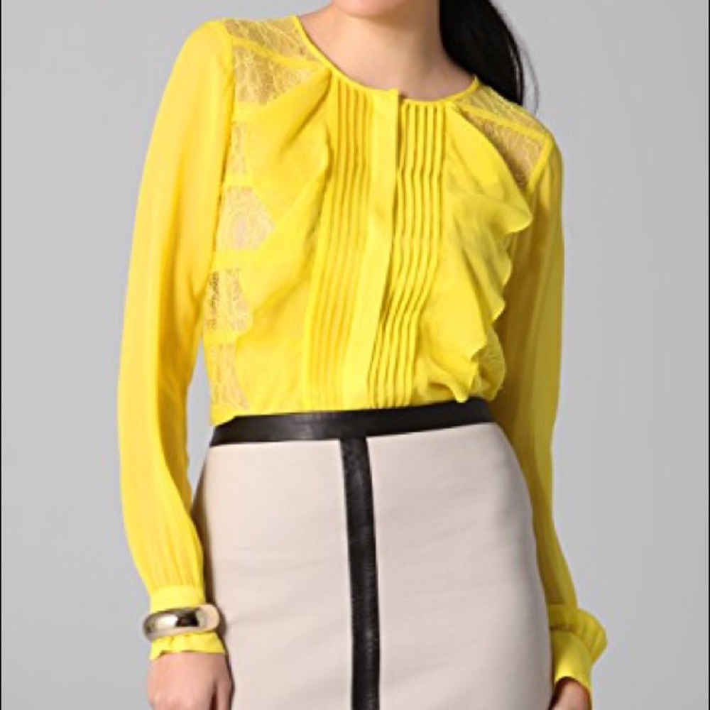 BCBGMaxAzria Yellow Button Down Shirt